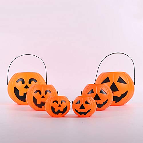 MINGZE Cubo de Calabaza de plástico de Halloween, para niños de Halloween Accesorios Decoraciones Barril del Caramelo Fiesta Conteniotre de Dulces (Grande, 1 Piezas)