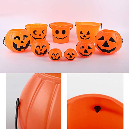 MINGZE Cubo de Calabaza de plástico de Halloween, para niños de Halloween Accesorios Decoraciones Barril del Caramelo Fiesta Conteniotre de Dulces (Grande, 1 Piezas)