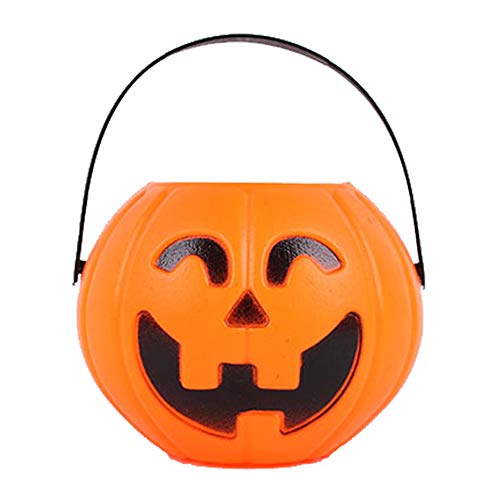 MINGZE Cubo de Calabaza de plástico de Halloween, para niños de Halloween Accesorios Decoraciones Barril del Caramelo Fiesta Conteniotre de Dulces (Grande, 1 Piezas)