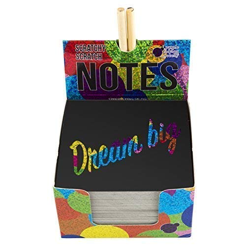 Mini Bloc de Notas Mágico con de Purple Ladybug - 150 Cartulinas Negras Rascables para Dibujar con Niños, Manualidades, Escribir Listas - Incluye 2 Lápices! Fondo ArcoirisHolografico