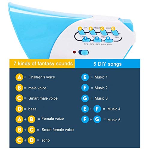 Mini Cuerno Cambiador de la Voz, los niños de múltiples Cambiador de la Voz con 7 Diferentes modificadores de Voz Altavoz portátil for Las Partes YCLIN (Color : Blue)