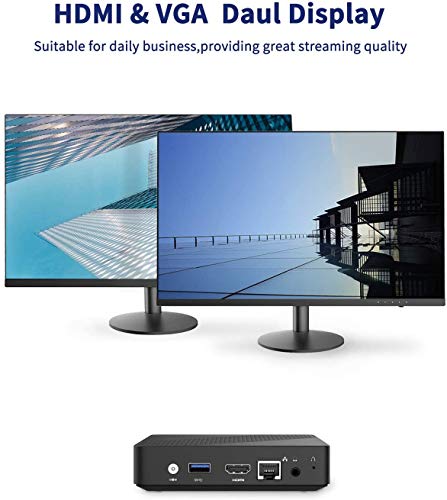 Mini PC Fanless Intel Celeron N4000 (hasta 2.6GHz) 4GB LPDDR4/64GB eMMC Mini Desktop Computer Windows 10 HDMI2.0 VGA UHD Graphics 600 2.4/5.8G Dual WiFi/1000Mbps LAN BT4.2 3×USB3.0, Auto Power On