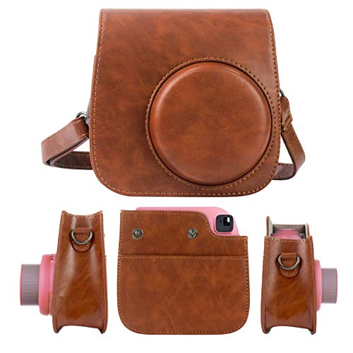 Mini PU Funda de Cuero, PTNeu Estuche para la Camara para Fujifilm Instax Mini 8 Mini 8 Mini 9, Bolsa Funda de Cámara Instantánea, Bolso Exclusivo para Cámara Retro con Correa Extraíble