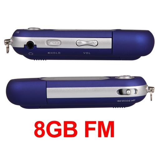 Mini Reproductor MP3 Azul 8GB FM Radio Grabadora De Voz Player