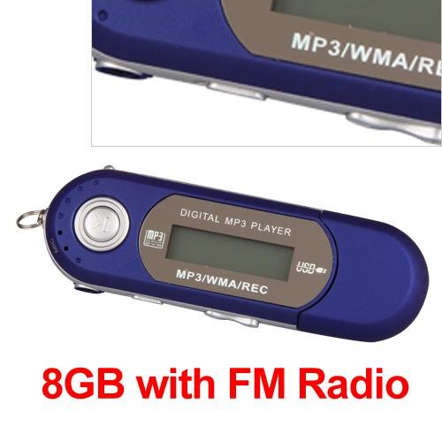 Mini Reproductor MP3 Azul 8GB FM Radio Grabadora De Voz Player