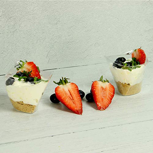 Mini Tazas De Postre De Plástico | Pequeñas Copas Desechables Desechables para Trifle y Jalea Platos de postre | Cuencos Cuadrados Puddings & Tasters | Pukkr