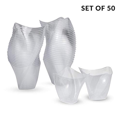 Mini Tazas De Postre De Plástico | Pequeñas Copas Desechables Desechables para Trifle y Jalea Platos de postre | Cuencos Cuadrados Puddings & Tasters | Pukkr