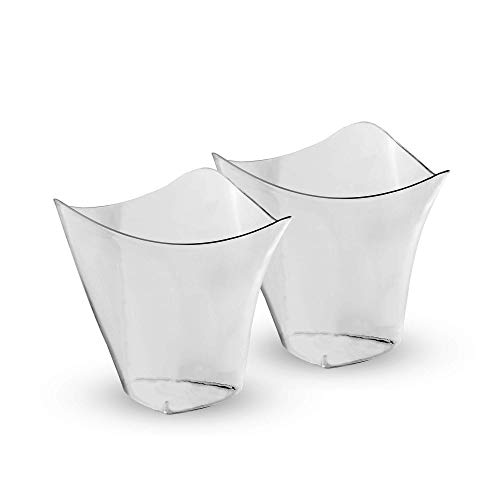 Mini Tazas De Postre De Plástico | Pequeñas Copas Desechables Desechables para Trifle y Jalea Platos de postre | Cuencos Cuadrados Puddings & Tasters | Pukkr