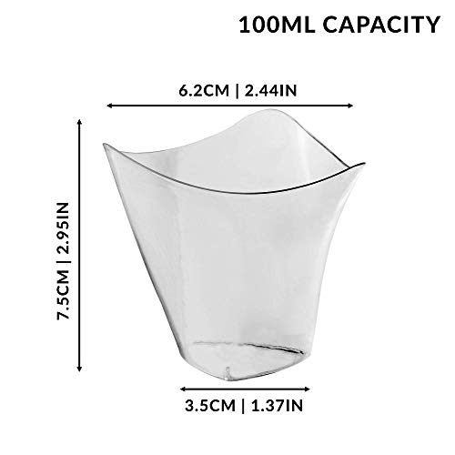 Mini Tazas De Postre De Plástico | Pequeñas Copas Desechables Desechables para Trifle y Jalea Platos de postre | Cuencos Cuadrados Puddings & Tasters | Pukkr