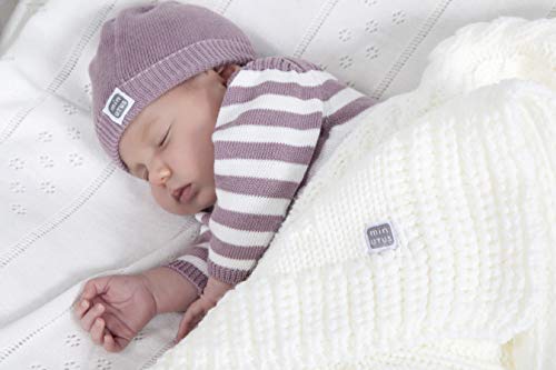 Minutus Manta de Punto de trenzas Dralon (Lana bebe)100 Cm Modelo Chero Blanco