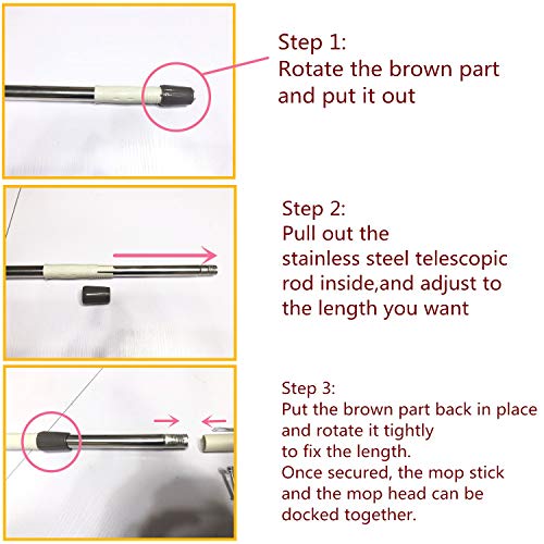 Mioke Fregona de esponja Trapeador PVA,Rodillo Super Absorbente Absorción de Agua Mango Telescópico Rápida Limpieza de suelos + una esponja extra