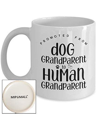 MipoMall® anuncio de embarazo perro abuelo humano bebé revelar la mejor idea de regalos tazas de café taza de té regalo familiar regalo promocionado MG1555
