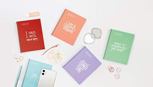 MIQUELRIUS - Cuaderno Notebook Messages - 1 franja de color, A6, 100 Hojas cuadriculadas de 5mm, Papel 90 g, Sin Taladros, Cubierta de Cartón Extra Duro, Color Lavanda