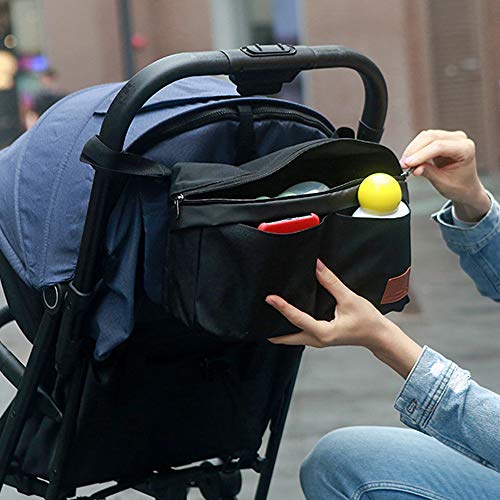 Miracle Baby Bolsa Organizadora de Cochecitos para Mamá,Bolsa Carrito Bebe Súper Liviana, Multifuncional de Gran Capacidad para Almacenar-32 * 20 * 19cm(Negro puro)