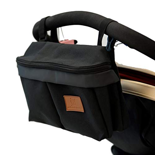 Miracle Baby Bolsa Organizadora de Cochecitos para Mamá,Bolsa Carrito Bebe Súper Liviana, Multifuncional de Gran Capacidad para Almacenar-32 * 20 * 19cm(Negro puro)