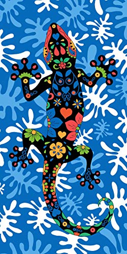 Miracle Home Toalla Microfibra Lagartija Playa, Multicolor, 75 x 145 cm