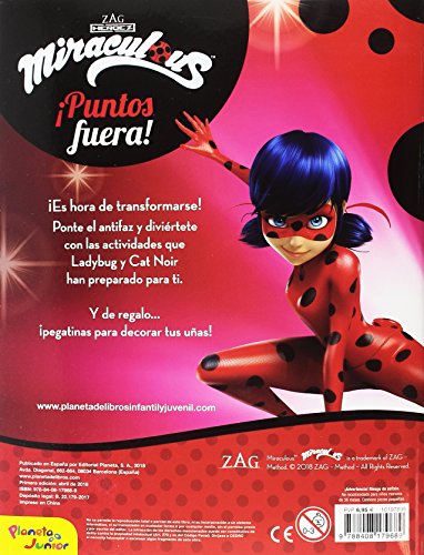 Miraculous. ¡Puntos fuera! Libro de actividades: Actividades con antifaz y pegatinas para las uñas