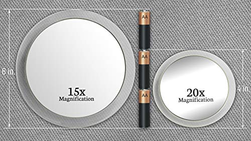 Mirrorvana Espejo Aumento 15X y 20X con Ventosa (x15 & x20 Magnification Spot Suction Mirrors)