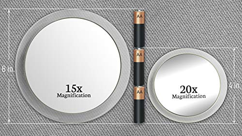 Mirrorvana Espejo Aumento 15X y 20X con Ventosa (x15 & x20 Magnification Spot Suction Mirrors)