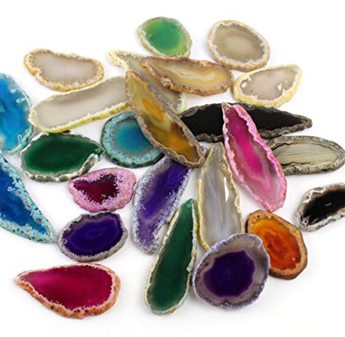 Mirrwin Rebanadas de Ágata Natural Ágata Rebanadas Piedra de ágata Natural Pulida Colgante de Cuarzo Ágata Irregular Se puede utilizar para la decoración de joyas de bricolaje 7 piezas