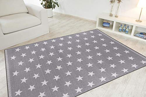 Misento Alfombra, 100% Poliamida, Gris Claro, 133 x 190 cm