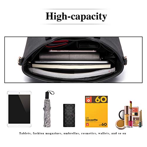 Miss Lulu - Juego de bolsos para mujer con tote de asa superior o de hombro y bolso bandolera, piel sintética, 3 piezas