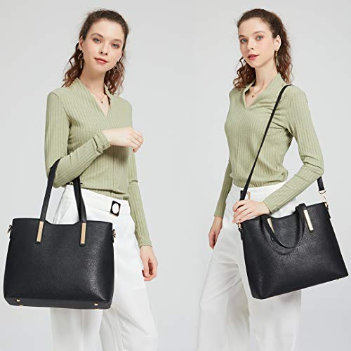 Miss Lulu - Juego de bolsos para mujer con tote de asa superior o de hombro y bolso bandolera, piel sintética, 3 piezas