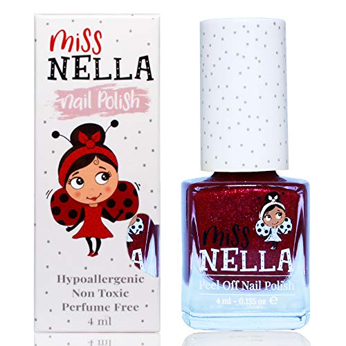 Miss Nella JAZZBERRY JAM- Esmalte especial para uñas con brillos para niños, fórmula despegable, a base de agua y sin olor