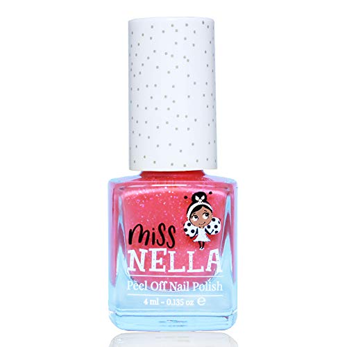 Miss Nella MARSHMALLOW OVERLOAD- Esmalte rosado especial para uñas con brillos para niños, fórmula despegable, a base de agua y sin olor