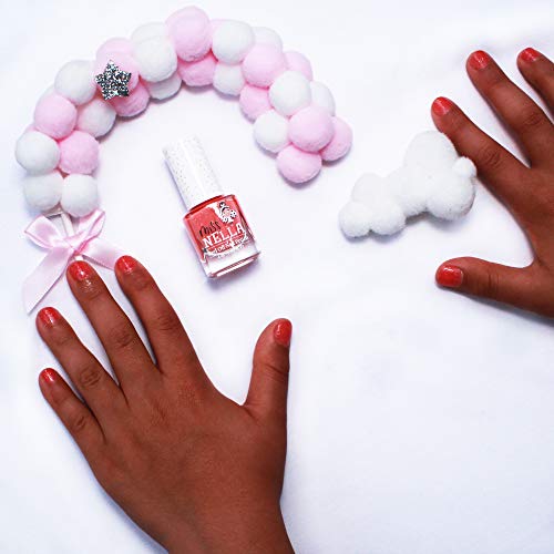 Miss Nella MARSHMALLOW OVERLOAD- Esmalte rosado especial para uñas con brillos para niños, fórmula despegable, a base de agua y sin olor