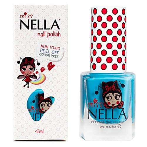 Miss Nella MERMAID BLUE- azul Esmalte especial para uñas para niños, fórmula despegable, a base de agua y sin olor