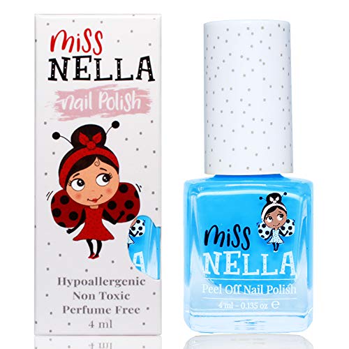 Miss Nella MERMAID BLUE- azul Esmalte especial para uñas para niños, fórmula despegable, a base de agua y sin olor