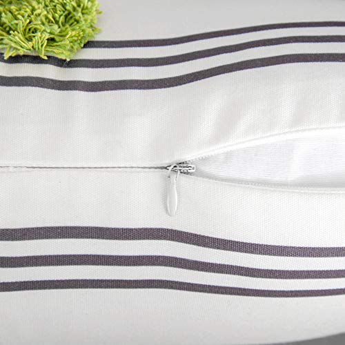 MIULEE 2 Piezas Funda de Cojines Bohemios con Pompones Interesantes Funda de Almohada de Rayas Moderna Decoración para Hogar Habitacion Sofá Cama Dormitorio Hogar 45X45cm Gris Verde