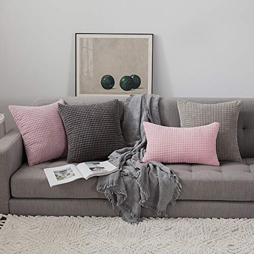 MIULEE Juego de 2 Funda de Cojín Fundas de Almohada Suave Decorativa Cuadrado Pana Granulado Poliéster para Hogar Sofá Silla Cama Sala de Estar Dormitorio30x50cm 2 Piezas Sakura Rosa