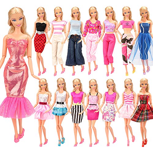 Miunana mucho 15X articulos = 5 X Vestidos Estilo al Azar 10 Pares Zapatos para 11.5 Pulgada 30CM Muñeca gegalo Navidad