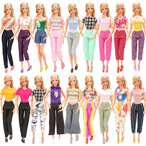 Miunana mucho 15X articulos = 5 X Vestidos Estilo al Azar 10 Pares Zapatos para 11.5 Pulgada 30CM Muñeca gegalo Navidad