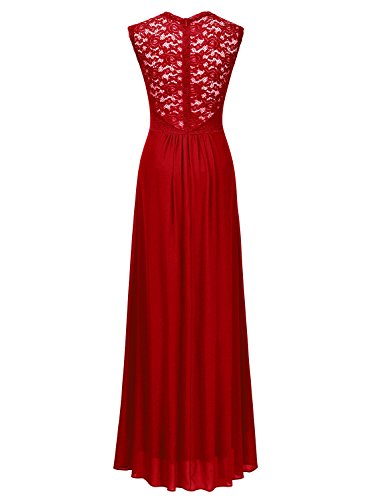 Miusol Vintage Chiffon Largo Fiesta Vestidos para Mujer Rojo Medium