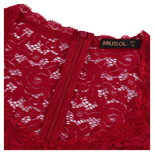 Miusol Vintage Chiffon Largo Fiesta Vestidos para Mujer Rojo Medium