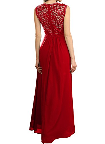 Miusol Vintage Chiffon Largo Fiesta Vestidos para Mujer Rojo Medium