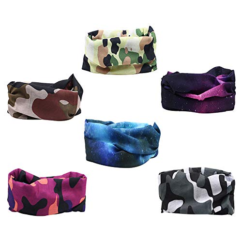MIZOMOR 6pcs Bandana Multifuncional Arnés Elástico y Resistente a la contaminación como Diademas Bufanda Pañuelos Cintaspara Yoga Ciclismo Fitness Correr Tenis