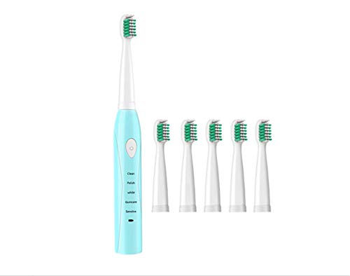 MJY11 Sonic Electric Cepillo de Dientes para Adultos Cabeza importada de Cepillo de Dientes Dientes limpios USB Recargable Sonic Vibration Cepillo de Dientes Dream Blue 6 Cabeza de Cepillo de Dientes