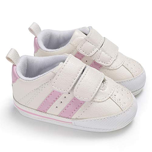 MK Matt Keely - Zapatillas de bebé con suela suave antideslizante para primeros caminantes, para bebé y niña, entrenadores prewalker rosa Tira rosa. Talla:6-12 meses
