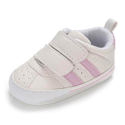 MK Matt Keely - Zapatillas de bebé con suela suave antideslizante para primeros caminantes, para bebé y niña, entrenadores prewalker rosa Tira rosa. Talla:6-12 meses