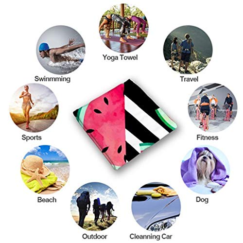 MKHB Toalla de Playa de sandía de Fibra de Terciopelo de Doble Cara de Secado rápido Toalla de baño Rectangular cojín de Silla de Playa 160 * 80 cm Tira de sandía Negra