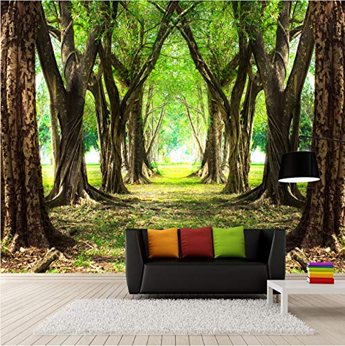 Mkkwp Decoración Para El Hogar Moderna 3D Forest Tree Green Boulevard Mural De Tv Personalizado Pared De La Sala De Estar Dormitorio Sofá Dormitorio De Noche Foto De Fondo De Pantalla Papel Pintado-300Cmx210Cm