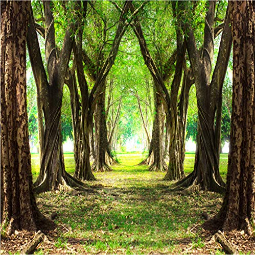 Mkkwp Decoración Para El Hogar Moderna 3D Forest Tree Green Boulevard Mural De Tv Personalizado Pared De La Sala De Estar Dormitorio Sofá Dormitorio De Noche Foto De Fondo De Pantalla Papel Pintado-300Cmx210Cm