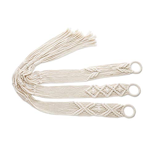 Mkouo Macramé Suspensión de Plantas Conjunto de 3 Interior Colgar en la Pared Planter Basket Flower Pot Holder Boho Home Decor, 99cm