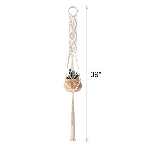 Mkouo Macramé Suspensión de Plantas Conjunto de 3 Interior Colgar en la Pared Planter Basket Flower Pot Holder Boho Home Decor, 99cm
