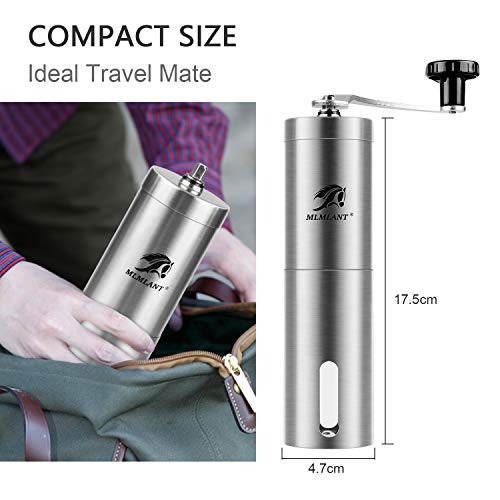 MLMLANT Molinillo de café Manual Coffee Grinder, Acero Inoxidable Molinillo clásico para moler Granos Semillas café á Mano Máquina Molino café Manual,hogar, la Oficina y los Viajes