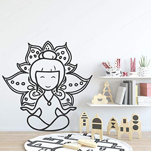 mlpnko Cute Girl Lotus Etiqueta de la Pared Moderna decoración de la Pared Interior Tatuajes de Pared para niños habitación Arte extraíble 68X67cm